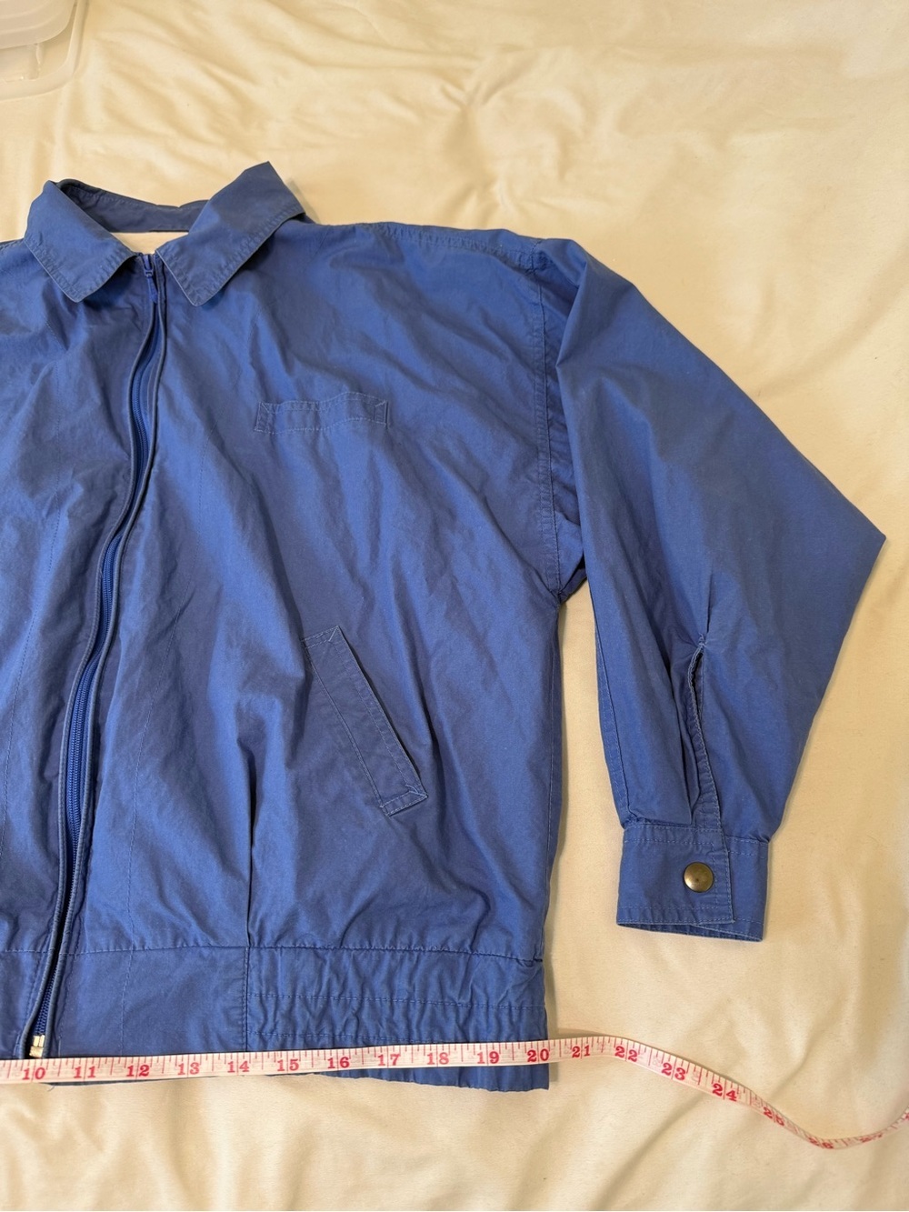 Vintage Mark Scot 100% Cotton Windbreaker Soft Blue Zip Jacket Women’s XL- M fit - Picture 6 of 16